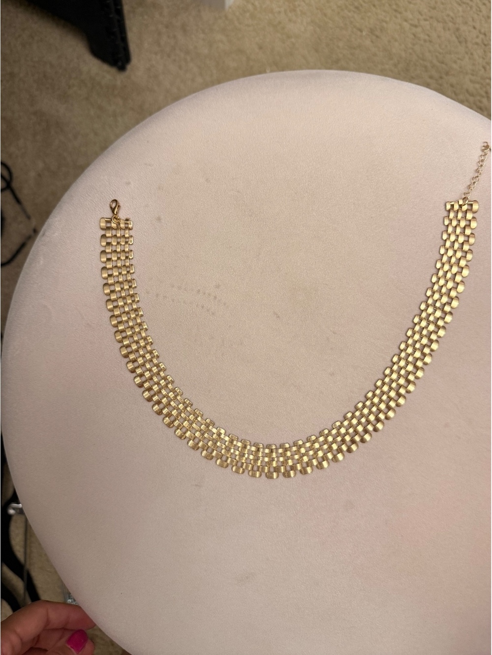 Gold Tone Wide Chain Statement Necklace